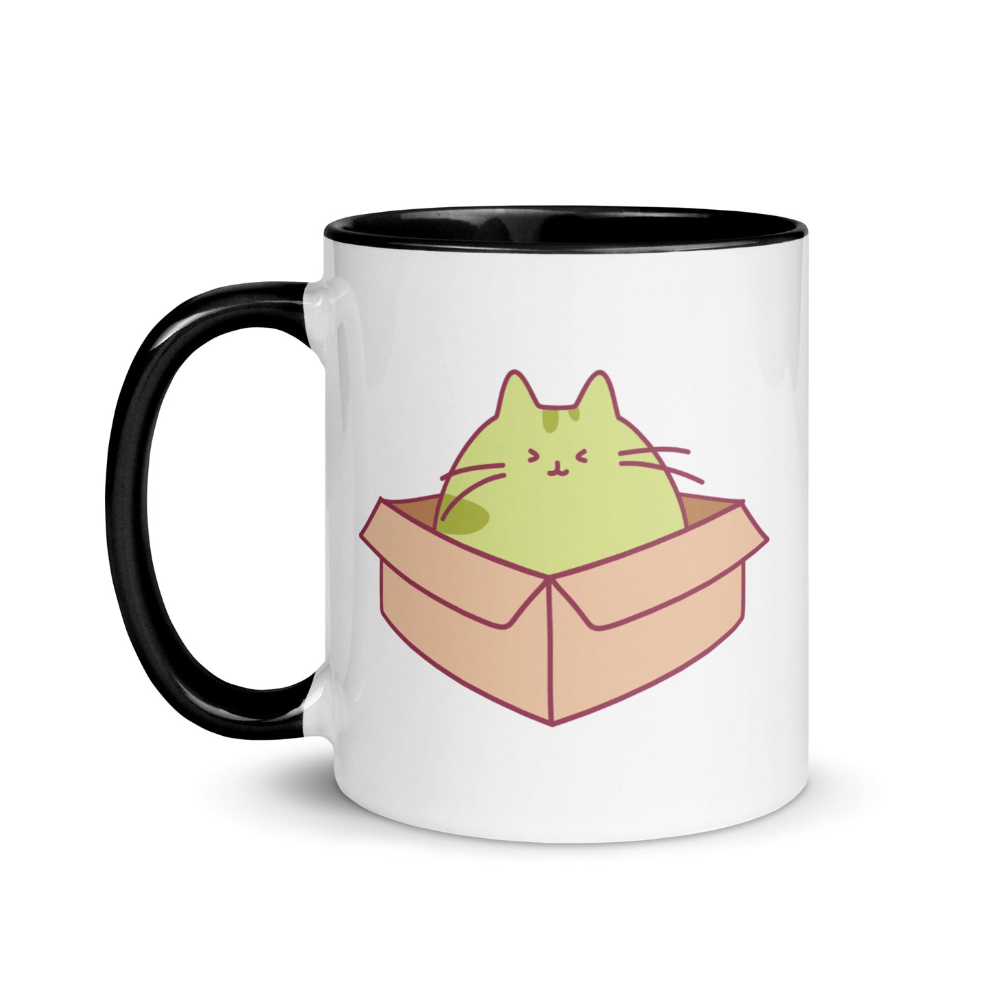 Happy Green Cat in a Box Mug