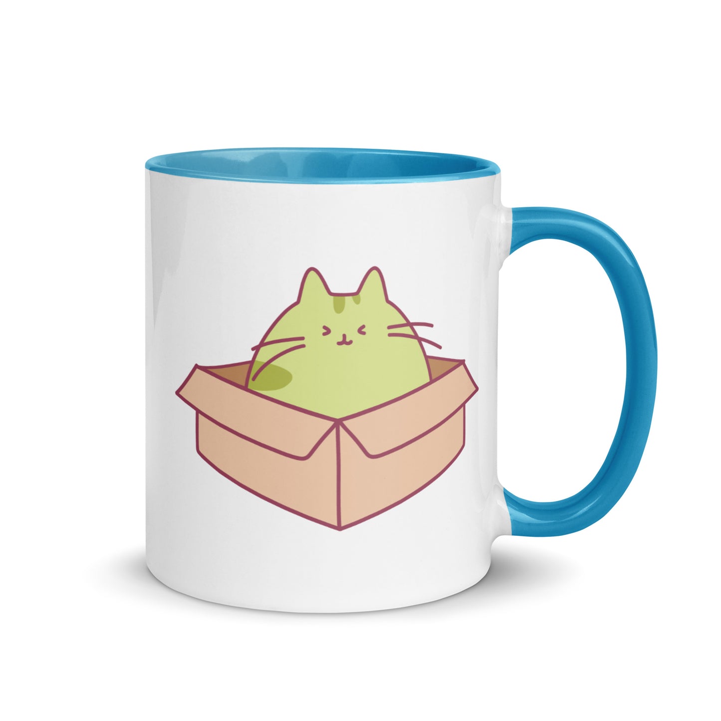 Happy Green Cat in a Box Mug
