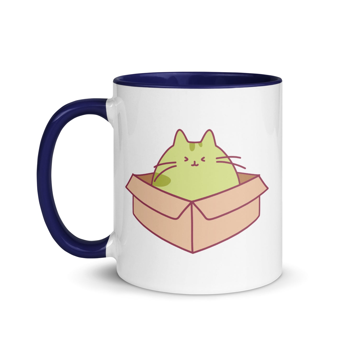 Happy Green Cat in a Box Mug