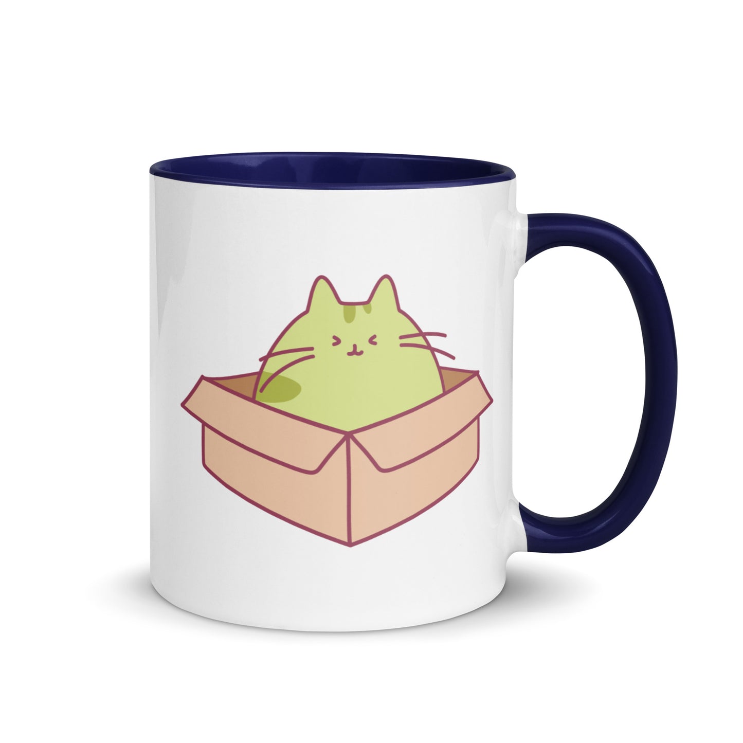 Happy Green Cat in a Box Mug