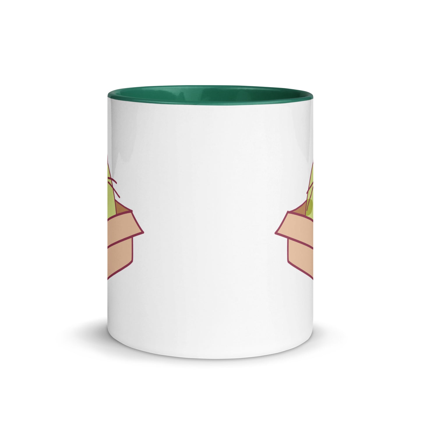 Happy Green Cat in a Box Mug