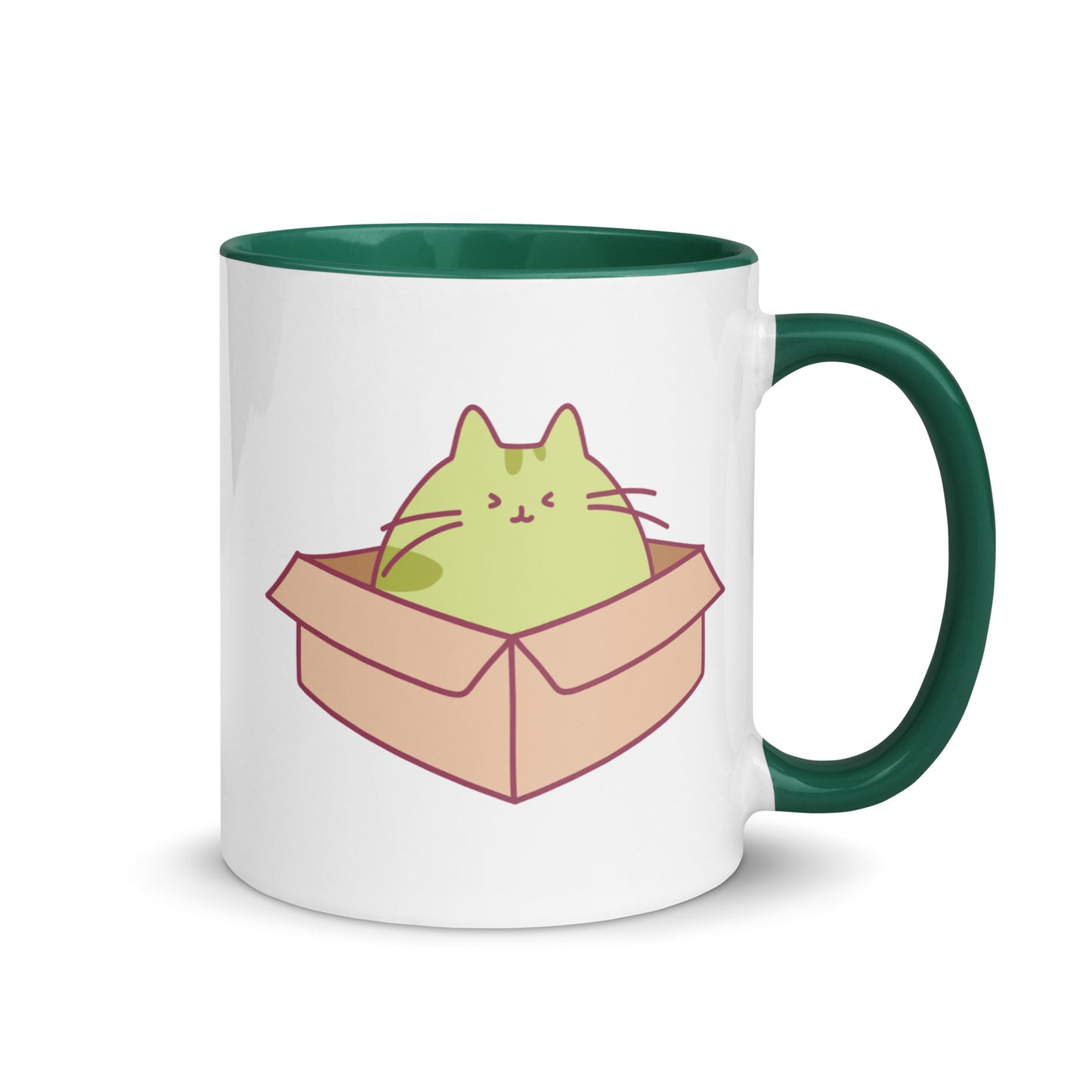Happy Green Cat in a Box Mug