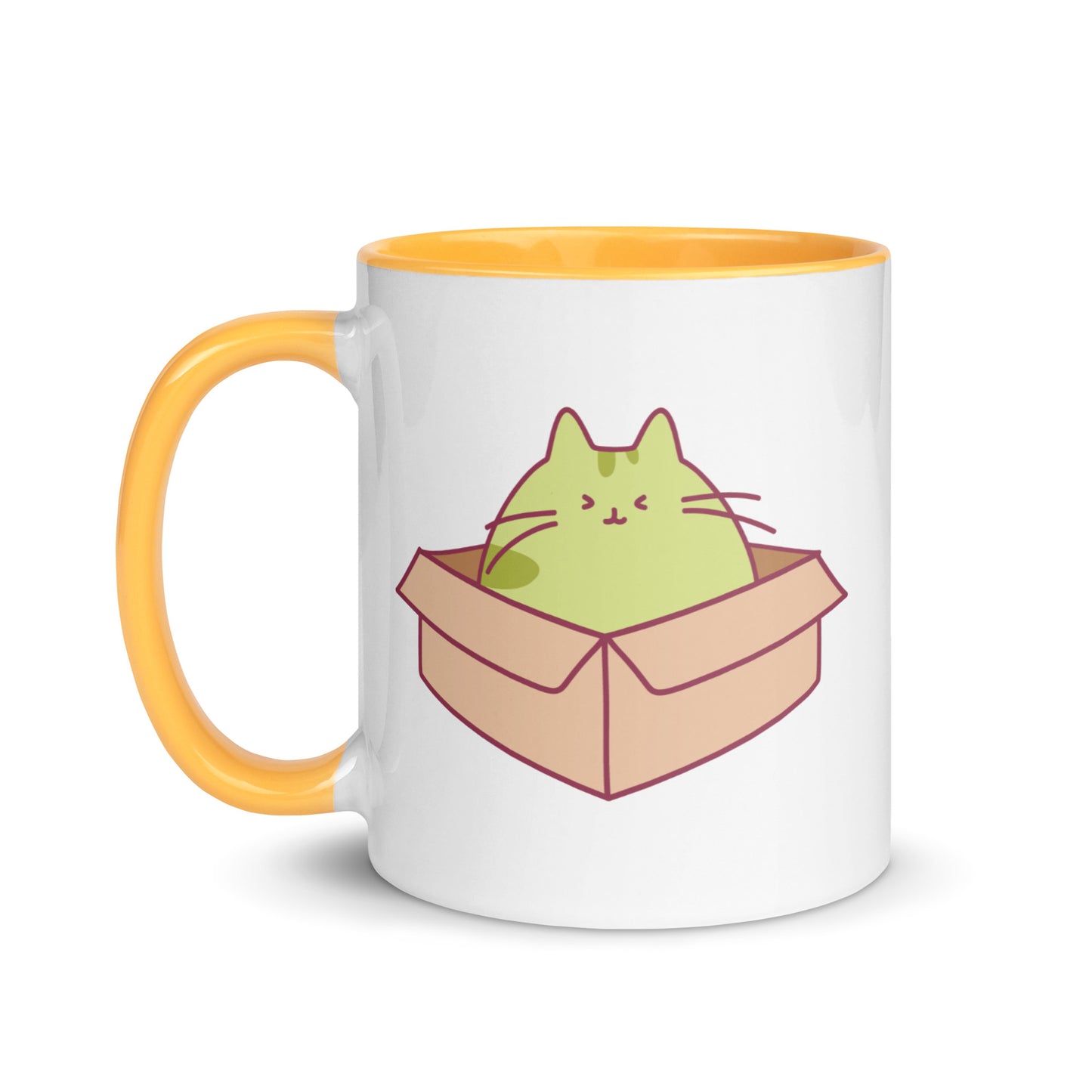 Happy Green Cat in a Box Mug