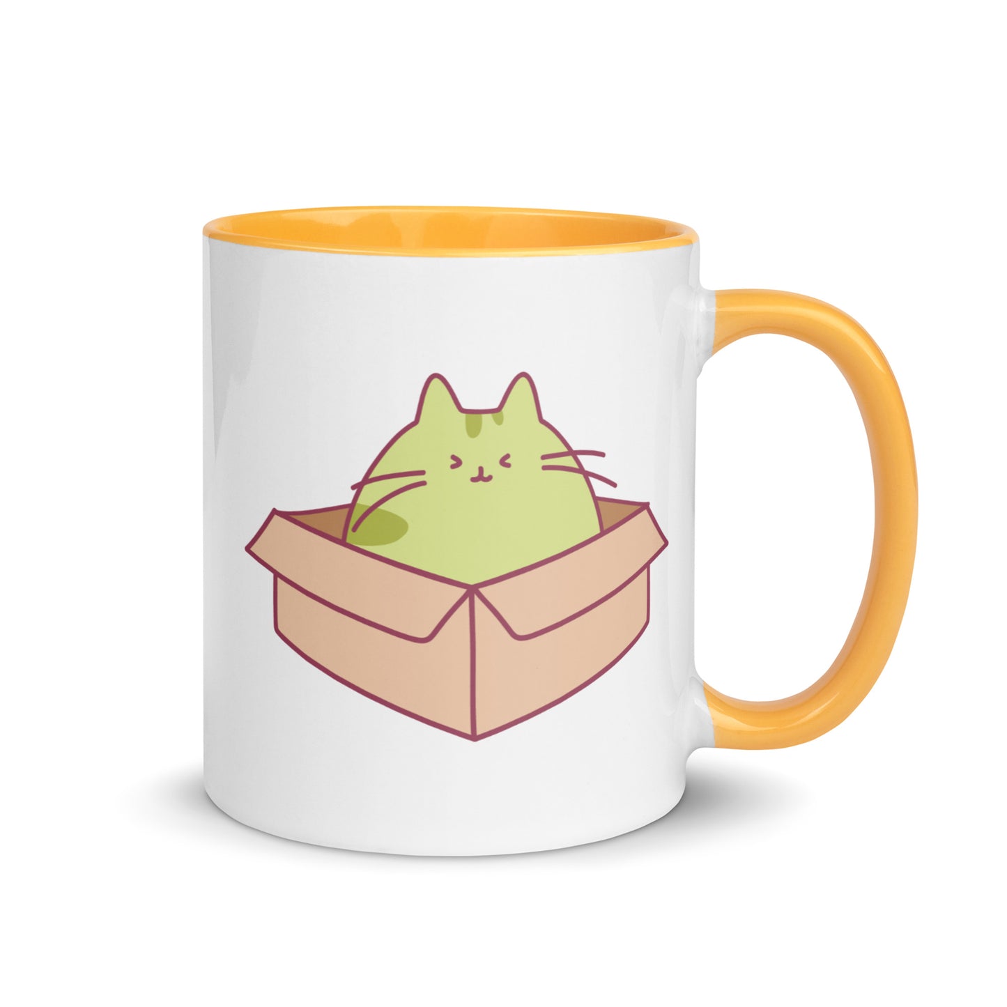 Happy Green Cat in a Box Mug