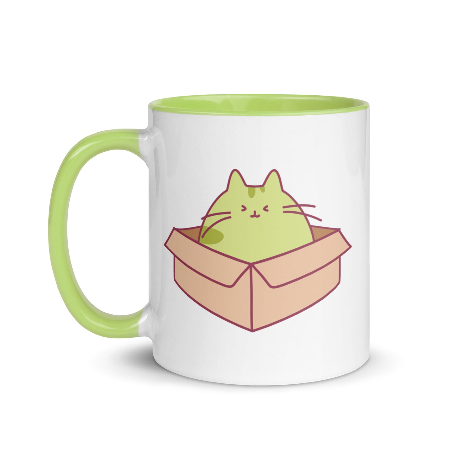 Happy Green Cat in a Box Mug