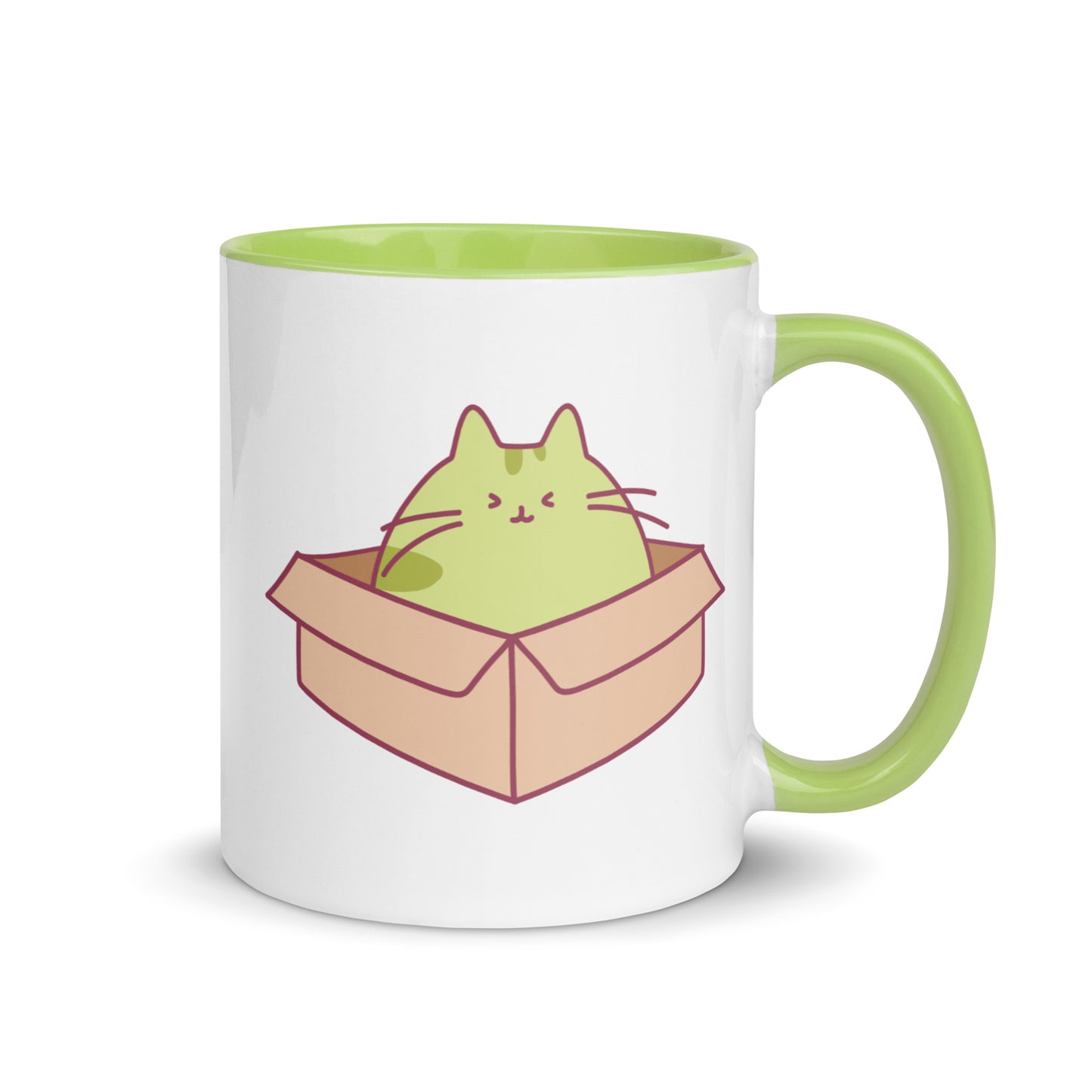 Happy Green Cat in a Box Mug