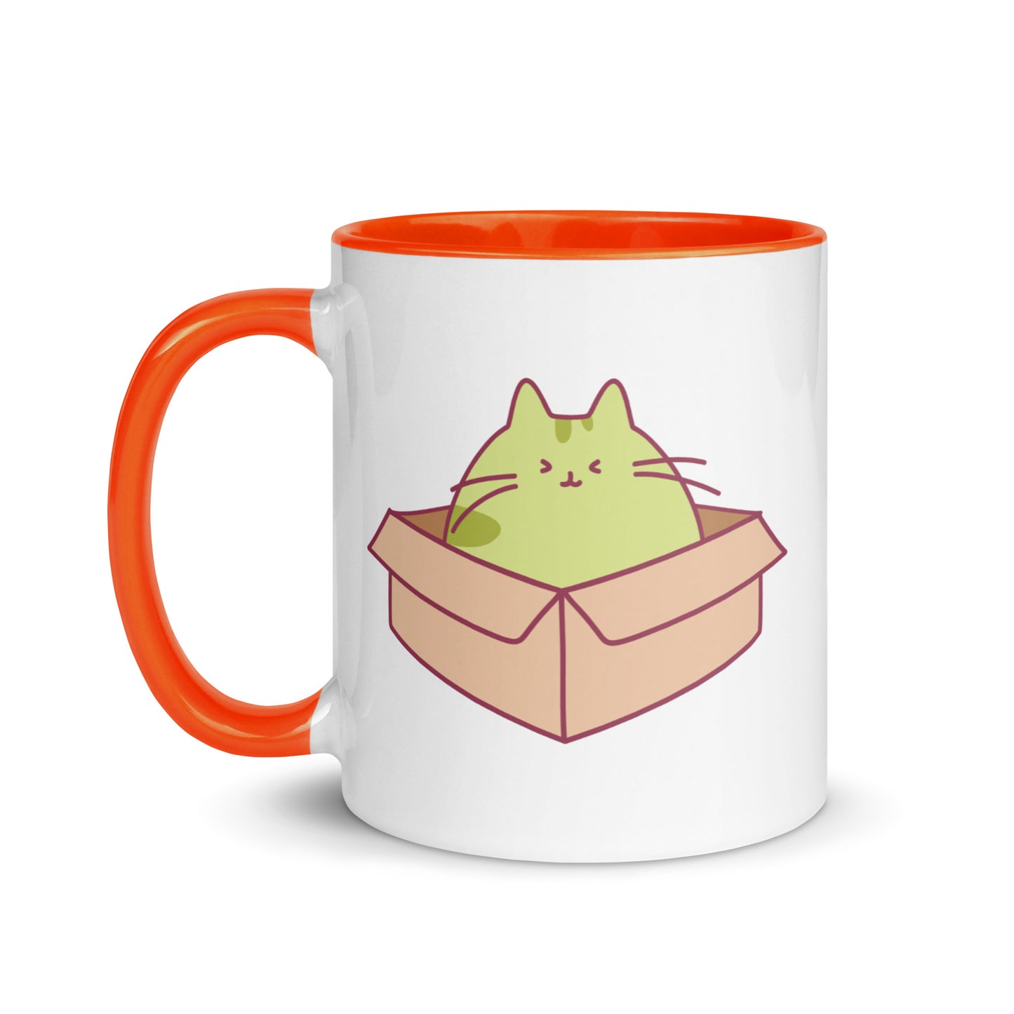Happy Green Cat in a Box Mug
