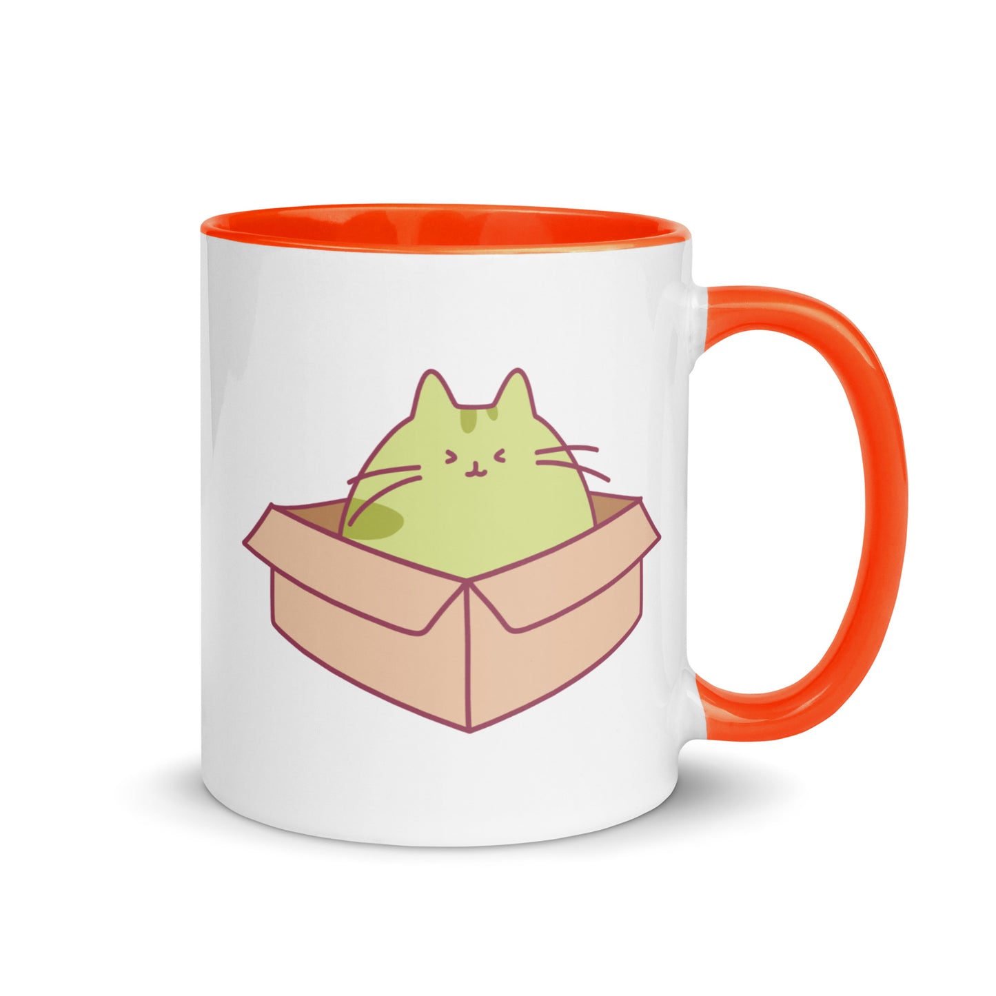 Happy Green Cat in a Box Mug