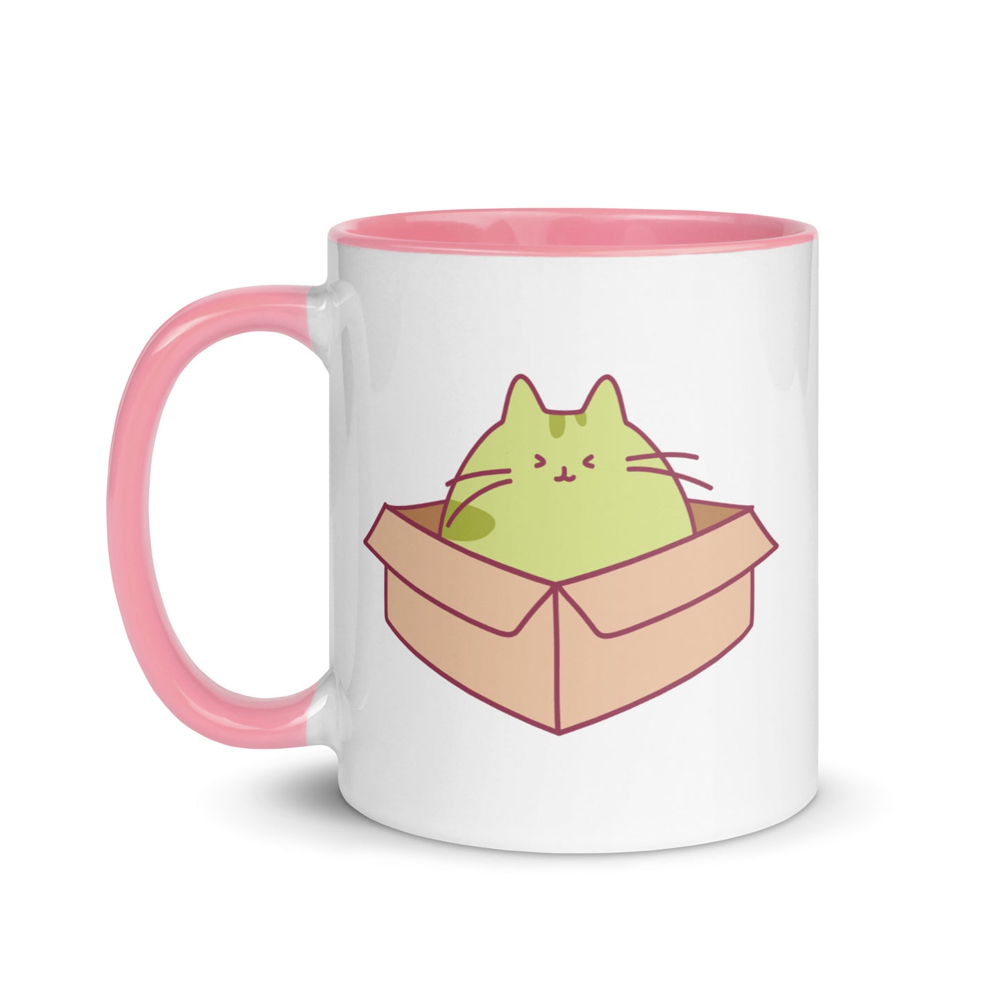Happy Green Cat in a Box Mug