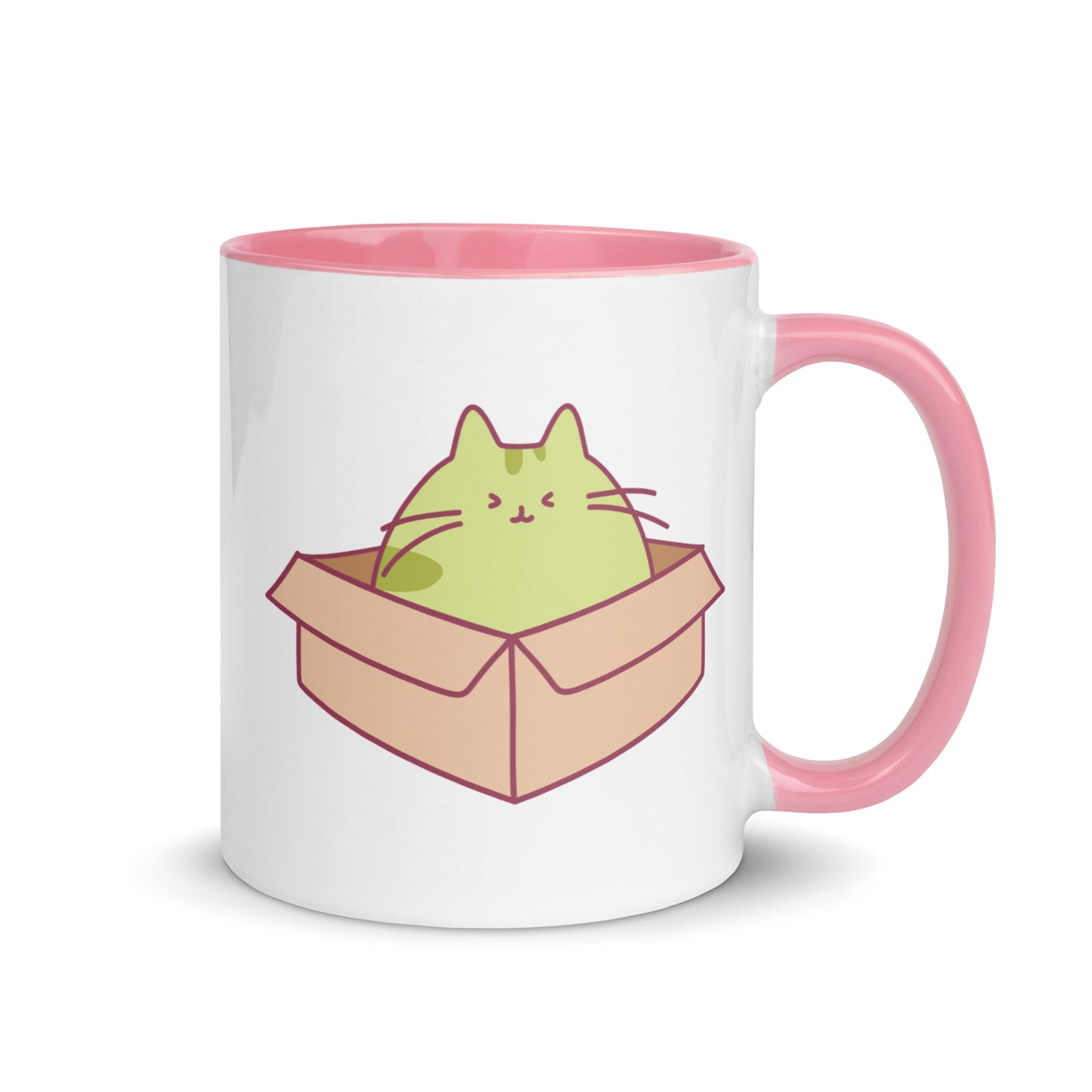 Happy Green Cat in a Box Mug