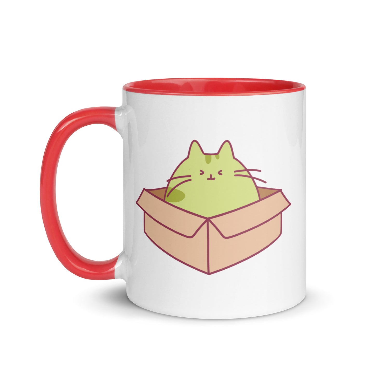Happy Green Cat in a Box Mug