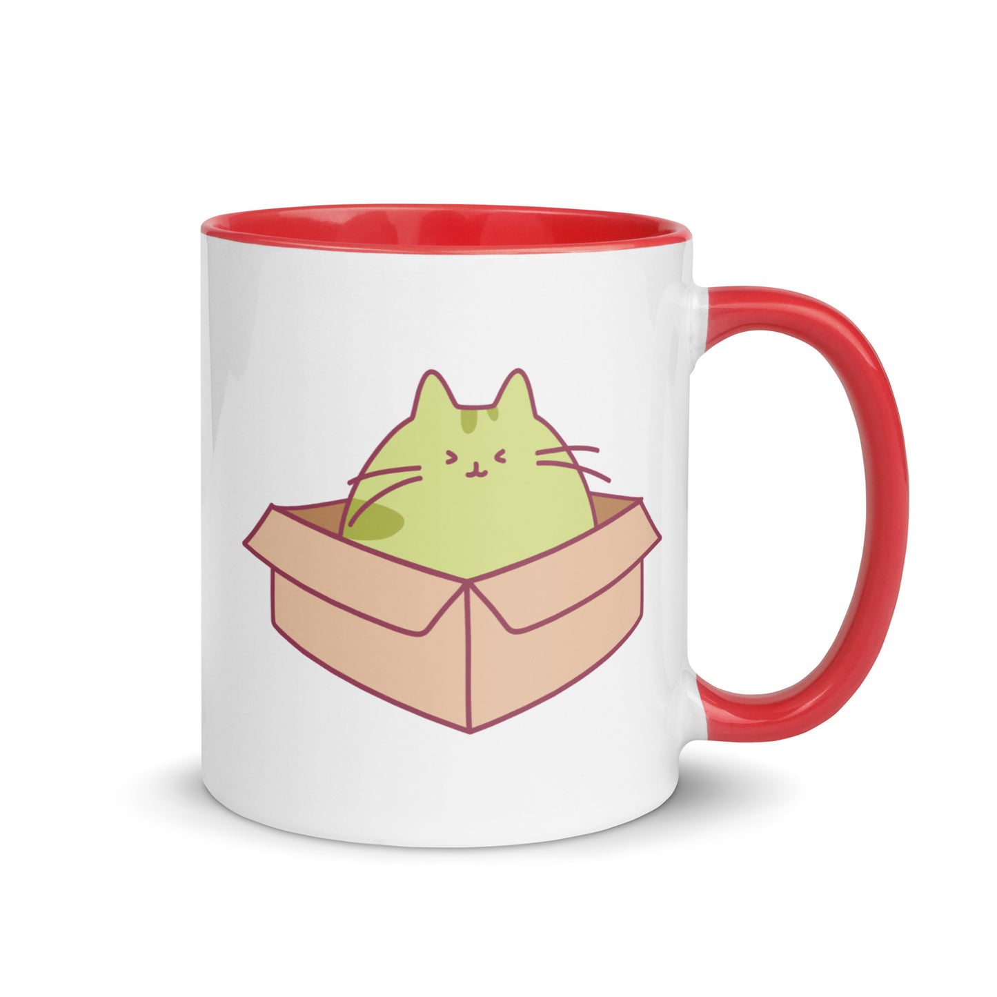 Happy Green Cat in a Box Mug