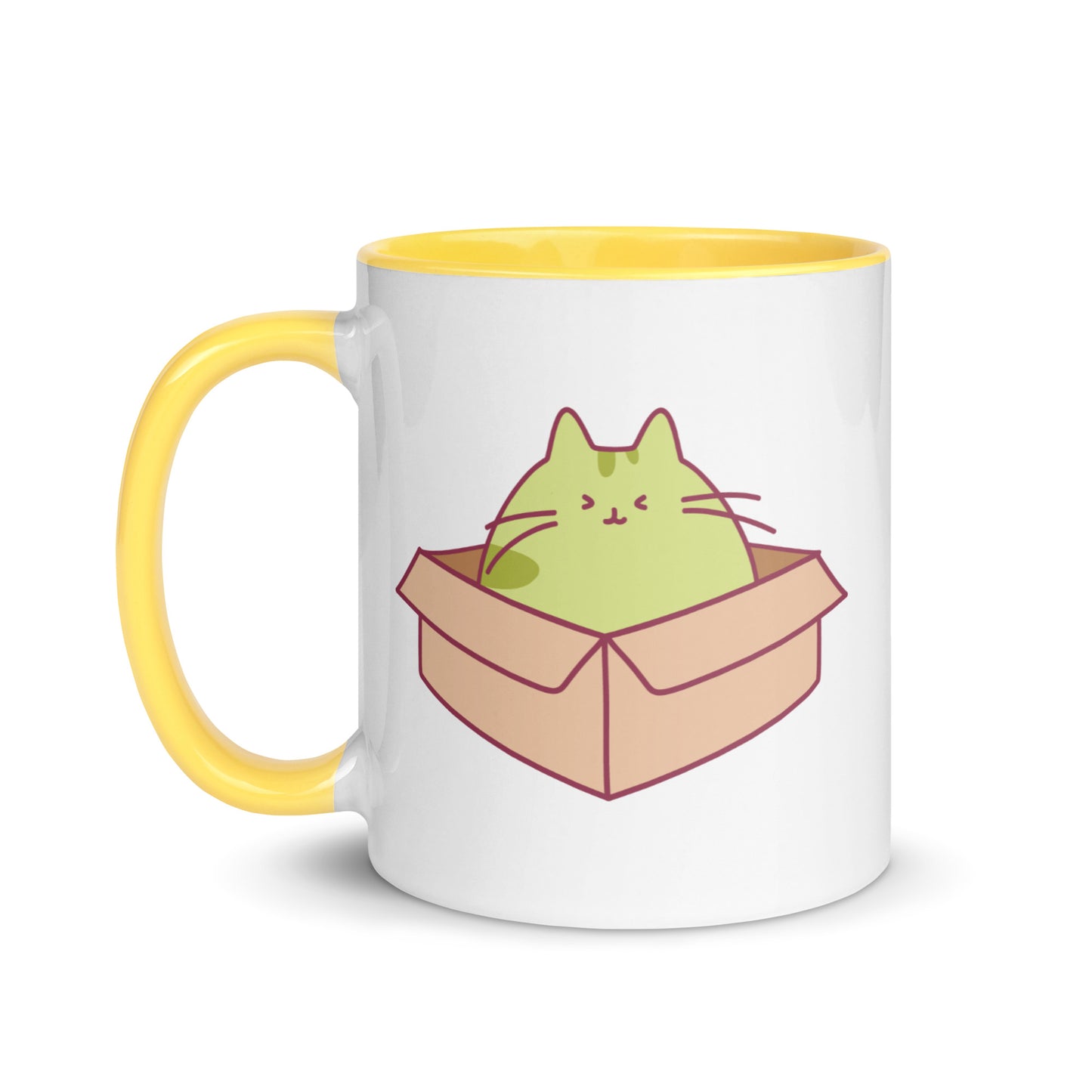 Happy Green Cat in a Box Mug