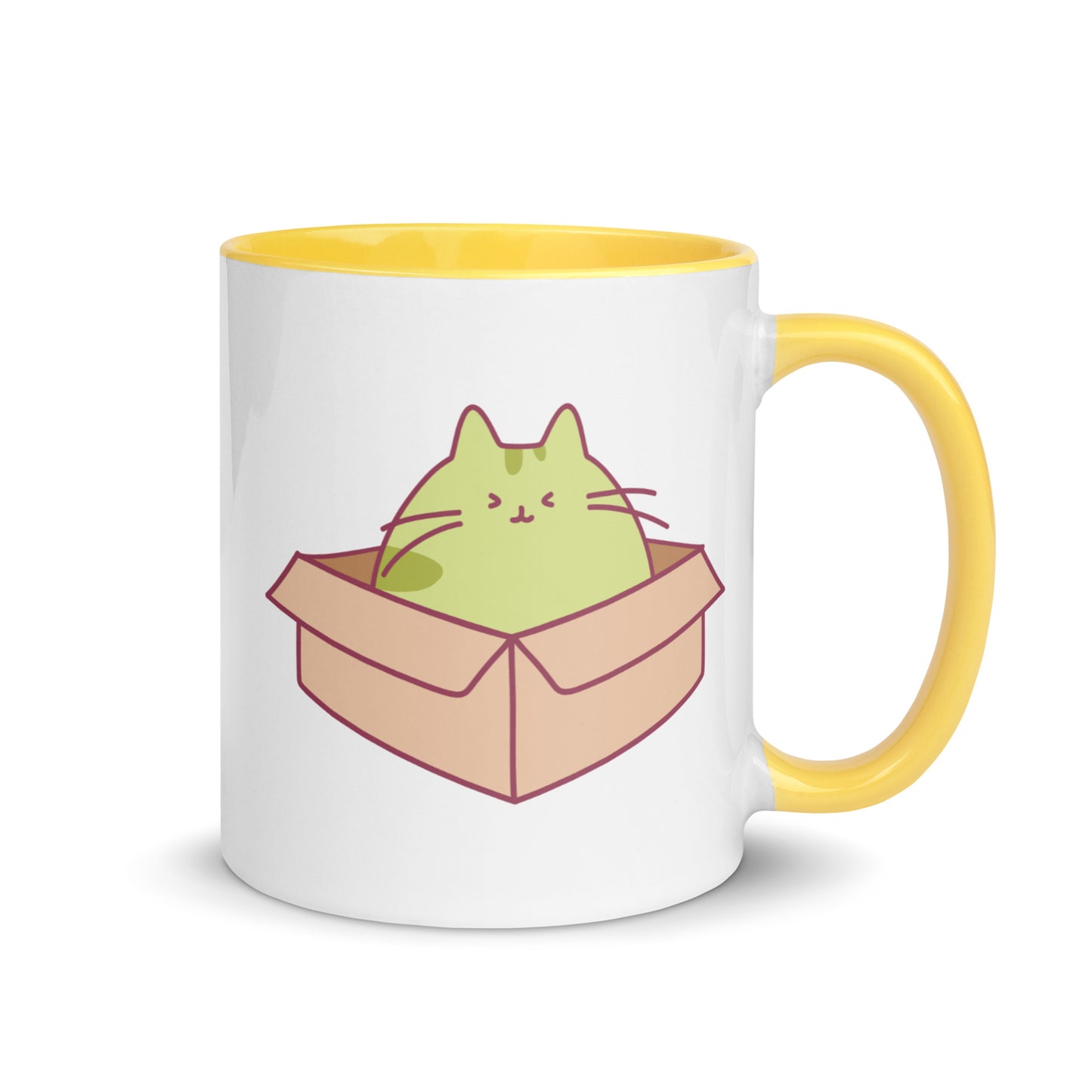 Happy Green Cat in a Box Mug